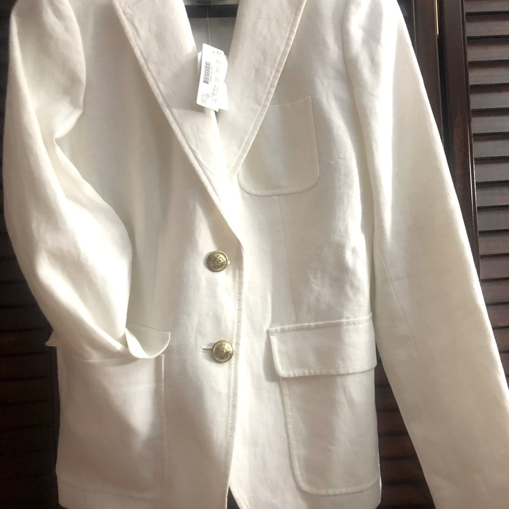 J Crew Blazer - White Stretch Linen